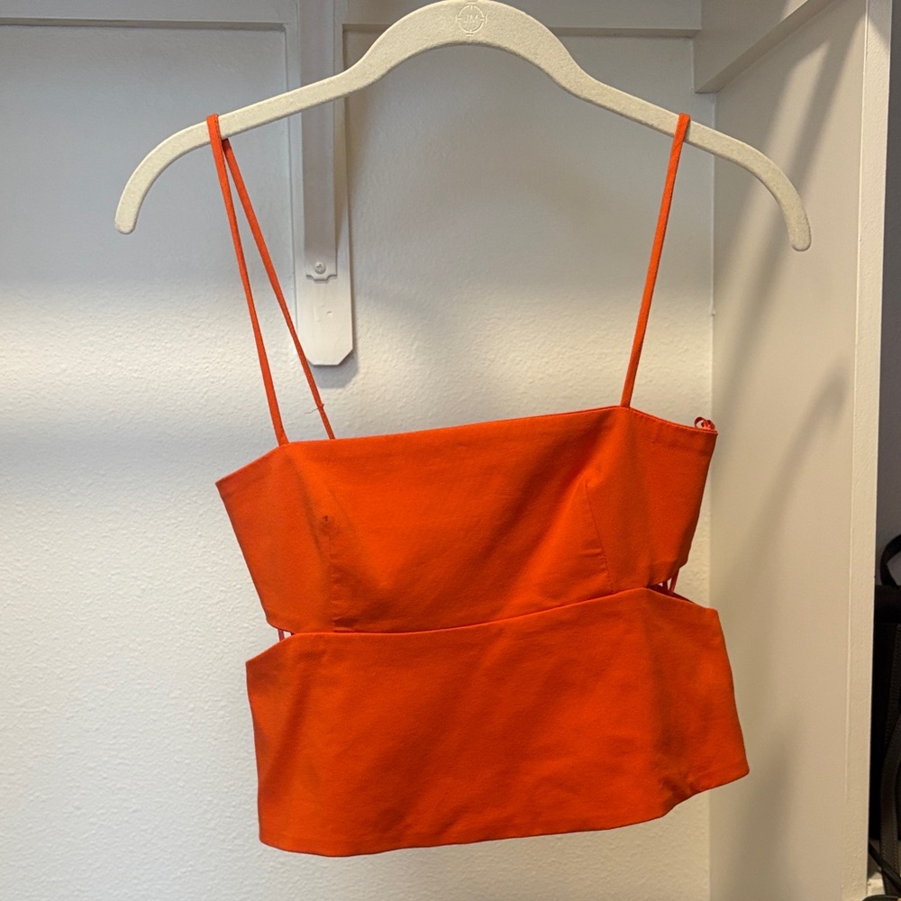 Zara Orange Spaghetti Strap Crop Camisole